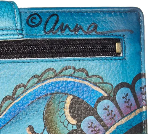 Miniatura 4 de Anna by Anuschka Cartera de dos pliegues de piel auténtica pintada a mano para mujer