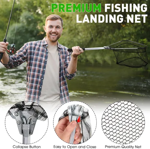 Miniatura 6 de RoundFunny Kit de herramientas de pesca de 10 piezas, alicates de pesca con cordón y fundas protectoras, salabre, cuchillo de filete, balanza