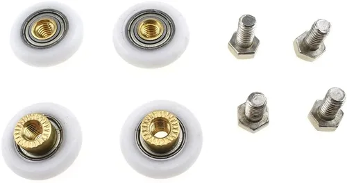Miniatura 8 de Hahiyo Ruedas para puerta de ducha de latón de 0.787 in de diámetro con tornillos de acero inoxidable, rodillos de nailon duradero, rodamientos