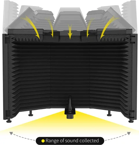 Miniatura 2 de XTUGA Protector para Aislamiento de Micrófono de Grabación, Espuma Absorbente de Alta Densidad de 3 Paneles para Filtrar Vocales, Cubierta