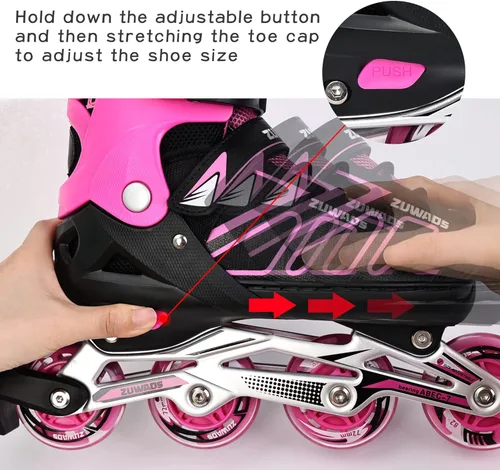Miniatura 3 de Patines en línea ajustables para niños y niñas, patines en línea para niños, patines principiantes para niñas, hombres y mujeres al aire libre