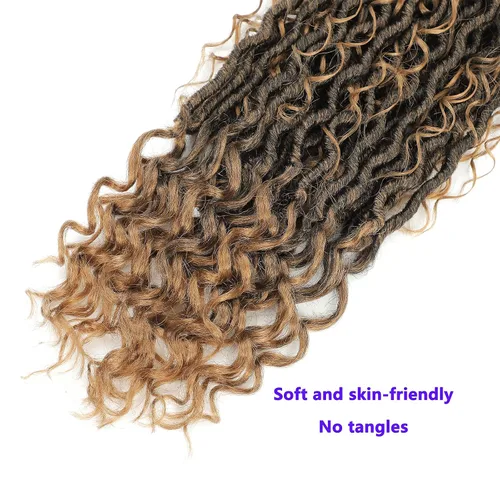 Miniatura 6 de 6 paquetes de cabello sintético rizado de Locs Crochet de 22 pulgadas, cabello de ganchillo estilo diosa, trenzas hippie sintéticas, extensiones