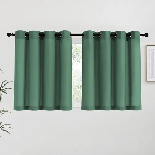 Miniatura 66 de NICETOWN Cortinas de lino natural con textura de lino para dormitorio, mezcla de lino rústica con ojales en la parte superior, semitransparentes