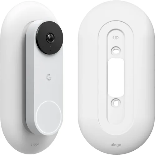 elago Soporte compatible con Google Nest Hello Video Doorbell Wall Plate (cableado, 2ª y 3ª generación), timbre de puerta, color perfecto para Nieve