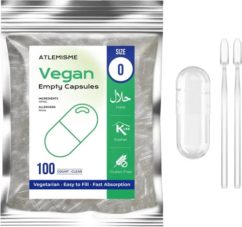Cápsulas veganas vacías de tamaño 0-100 cápsula vegetal, cápsulas vacías vegetales con 2 cucharas de micro laboratorio