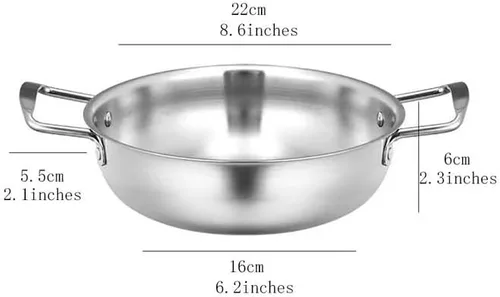 Miniatura 3 de Sartén para paellas, sartén de acero inoxidable, 8.6 pulgadas, para olla caliente seca y mariscos plateado