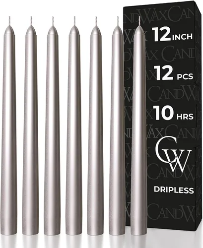 Miniatura 15 de CANDWAX Paquete de 12 velas cónicas rojas – Velas rectas sin goteo de combustión lenta sin perfume de 12 pulgadas – Ideal para mesa de comedor – Rojo