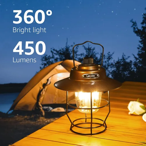 Miniatura 5 de Lepro Bundle - 2 artículos: Linterna de camping LED recargable vintage Lepro y LE LED linterna de camping recargable, 1000LM, 4 modos de luz