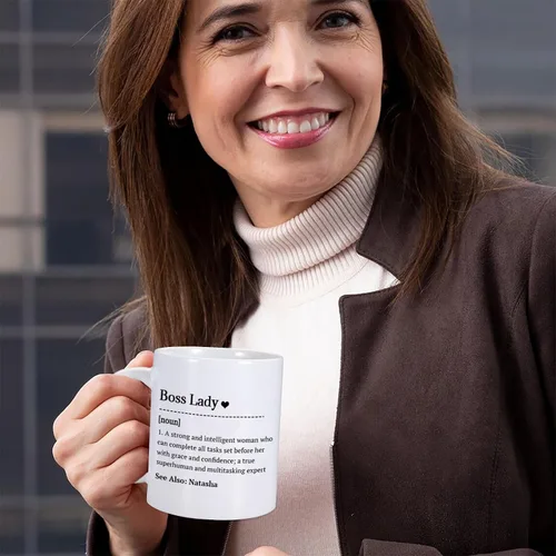 Miniatura 4 de Regalos para mujer jefa, regalos divertidos de oficina, taza de café con nombre personalizado, regalo para el día de la jefa, regalo inspirador