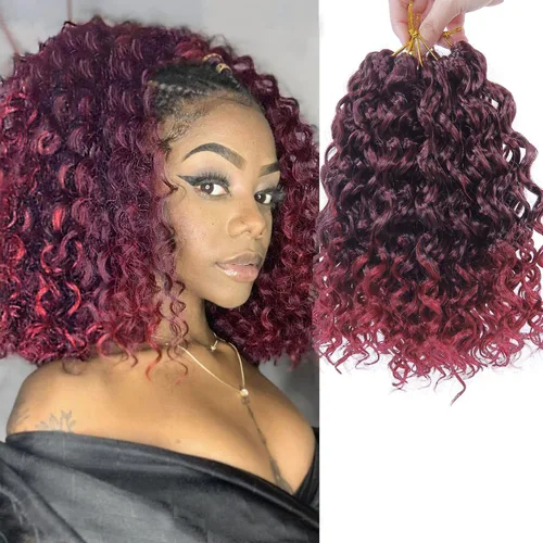 Miniatura 19 de GoGo Curl Crochet Hair 18 pulgadas onda de agua pelo sintético bohemio ganchillo trenzado jengibre onda profunda extensiones de cabello trenzado