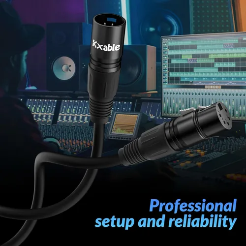 Miniatura 3 de Cable DMX de 5 pines de 15 pies, DMX512 XLR de 5 pines macho a hembra, transmisión de señal premium para iluminación de escenario, controlador