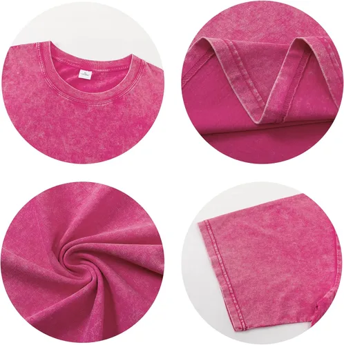 Miniatura 5 de Wrenpies Camisetas de gran tamaño para mujer, estilo vintage, básicas, estilo novio, holgadas, holgadas, estilo grunge, de algodón lavado ácido