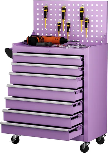 Miniatura 12 de INTERGREAT Baúl rodante para herramientas de 8 cajones, baúl para herramientas ensamblado con ruedas, caja de herramientas superior desmontable