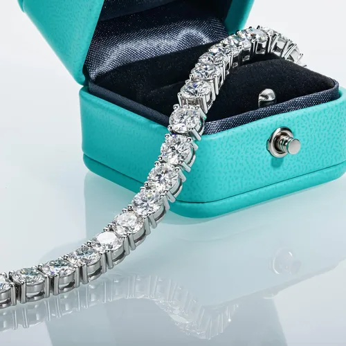 Miniatura 11 de AnuClub 11.1CT-32CT Moissanite Tennis Bracelet 925 Sterling Silver Round Cut 4MM/6.5MM D Color VVS1 Moissanites Classic Bracelets for Women Men