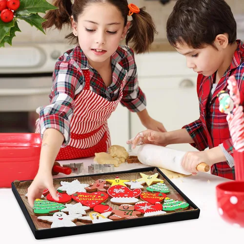 Miniatura 6 de Juego de Cortadores de Galletas de Navidad - 24 Piezas Cortador de Galletas Navideñas con 8 Formas - Hombres de Jengibre, Árbol de Navidad, Copo
