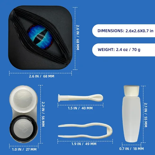 Miniatura 2 de Paquete de 2 fundas para lentes de contacto de Halloween (solo funda, sin contactos), color negro gótico, moderno y a prueba de fugas