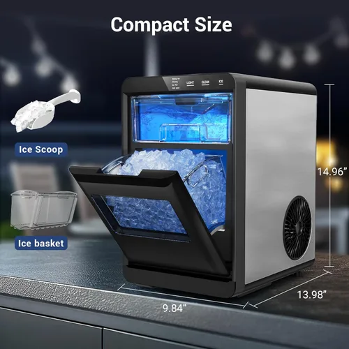 Miniatura 6 de Máquina de hielo de pepitas para encimera, 45 libras/24H con tanque de agua, máquina de hielo de guijarros, máquina de hielo de pellets