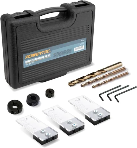 Miniatura 12 de POWERTEC Kit de plantilla de clavija, kit de plantilla de clavija de 3/8 pulgadas, plantillas de clavijas para carpintería, marca testigo de corte