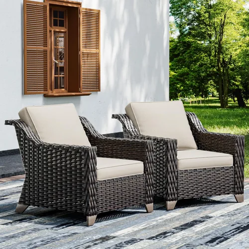 Miniatura 32 de Joyside Sofá de patio – Sofá de ratán de 3 plazas, sofá de respaldo alto para todo tipo de clima, tamaño grande mejorado con cojines de asiento de 4