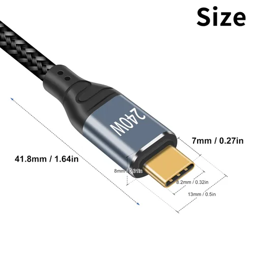 Miniatura 2 de Duttek Cable USB C de 240 W de 3 pies/3.3 ft, cable USB C a USB C PD 3.1, cable trenzado USB C macho a macho de nailon con chips inteligentes E-Mark