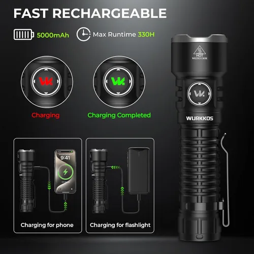 Miniatura 5 de Wurkkos TS28 Linterna LED recargable, 3200 lúmenes, linterna súper brillante con múltiples modos, linternas impermeables IPX8 para acampar