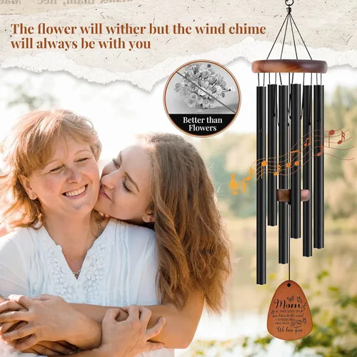 Miniatura 4 de JOBOSI Ramo de la madre, carillón de viento conmemorativo con tubo negro, regalos decorativos, adecuado para interiores y exteriores, perfecto