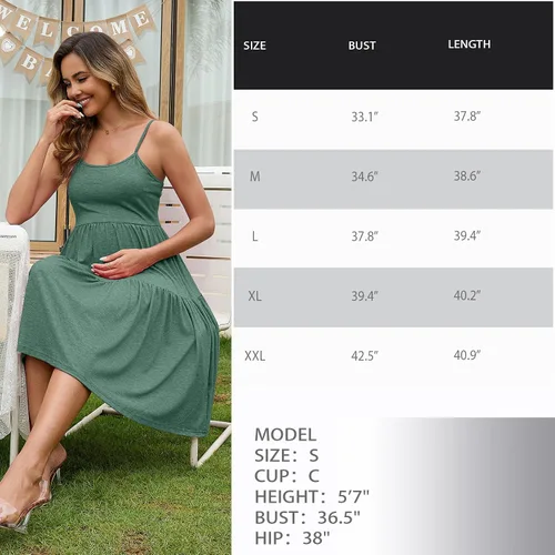 Miniatura 141 de GINKANA Vestido de maternidad sin mangas para mujer, con tirantes ajustables, vestido casual de verano para uso diario o baby shower