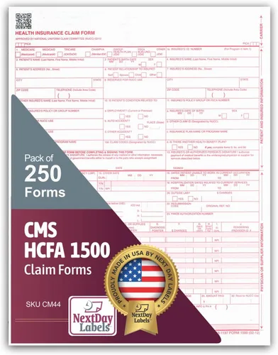 Miniatura 8 de Formularios de reclamo CMS 1500. HCFA (Versión 02/12). 250 por resma 100