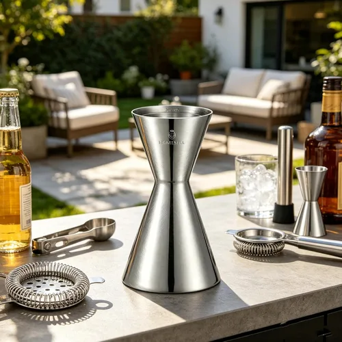 Miniatura 7 de Homestia Jigger doble de acero inoxidable, taza medidora de cóctel de 1 oz a 2 onzas con marcas precisas, jigger profesional de barman con guía