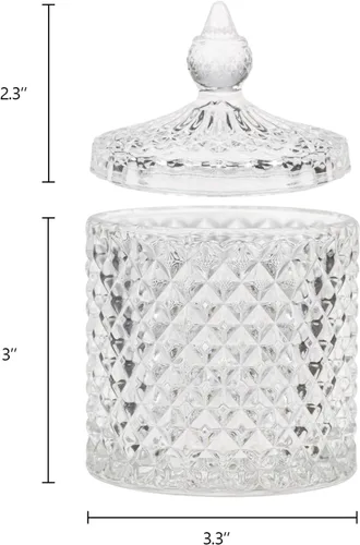 Miniatura 4 de Hedume Paquete de 4 tarros facetados de diamantes de cristal con tapa de cristal, juego de organización de almacenamiento de alimentos de vidrio