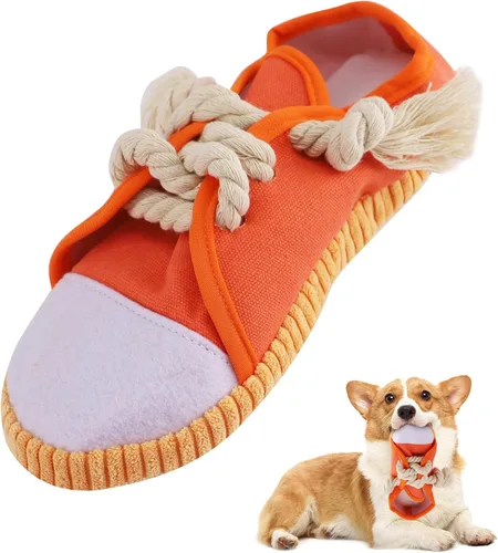 vocheer Juguete masticable para perros, juguetes para perros para mantenerlos ocupados, zapatos de dentición duraderos, juguete interactivo Naranja