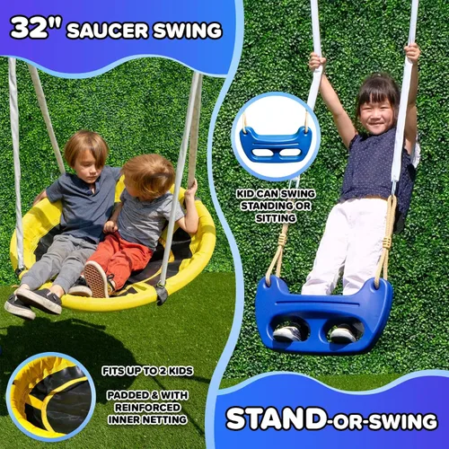 Miniatura 6 de Sportspower Taylor - Juego de columpio de metal galvanizado de 700 libras para niños para patio trasero y exteriores con Teeter-Totter, platillo