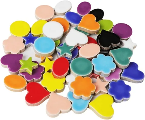 500g/2.2lb Azulejos de mosaico de cerámica irregular de color aleatorio, azulejos de mosaico de cerámica creativa para manualidades DIY, placas,