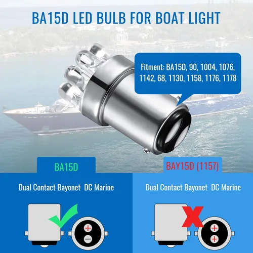 Miniatura 4 de Honoson 4 bombillas LED 90 1004 de repuesto LED marino BA15D bombilla LED para luces de navegación de barcos, luces de anclaje de barco, luces