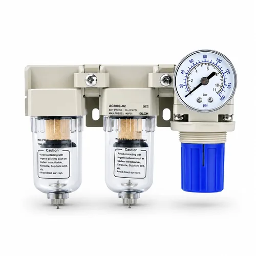 BLCH Compresor de Aire Secador 1/4" NPT - Filtro Doble Compresor de Aire Regulador Compresor de Aire AC2000-02 Vaciado Manual Vaso de Polietileno