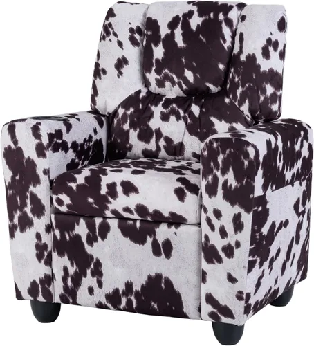 Miniatura 10 de LDAILY Silla reclinable para niños, de piel sintética, con soporte para tazas, respaldo ajustable y reposapiés, sofá ergonómico para niños y niñas a