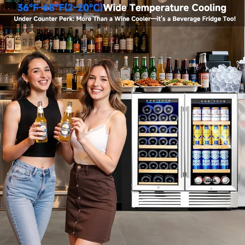 Miniatura 4 de BODEGA COOLER - Enfriador de bar trasero con 2 puertas de vidrio, refrigerador de bebidas debajo del mostrador de 76 cm, refrigerador comercial