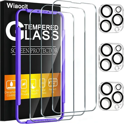 Miniatura 23 de Wiaocit 3 Pack Tempered Glass Screen Protector for iPhone 13 Pro with 3 Pack Camera Lens Protector, 9H Hardness, Bubble Free, Case Friendly