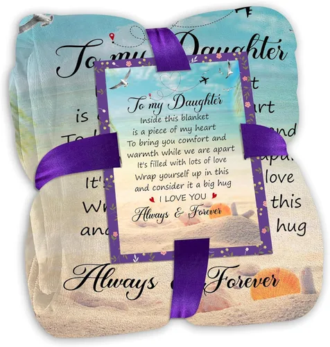 Regalos para hija de mamá y papá – Manta con texto en inglés "To My Daughter", regalo pensado para el día de la madre, cumpleaños o graduación, la