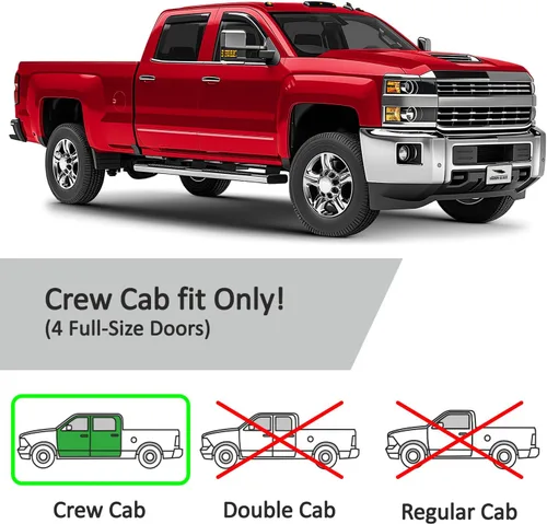 Miniatura 5 de Voron Glass Protectores de lluvia extra duraderos en canal para Chevrolet (Chevy) Silverado 2500HD/3500HD 2015-2019 Crew Cab, deflectores de Para