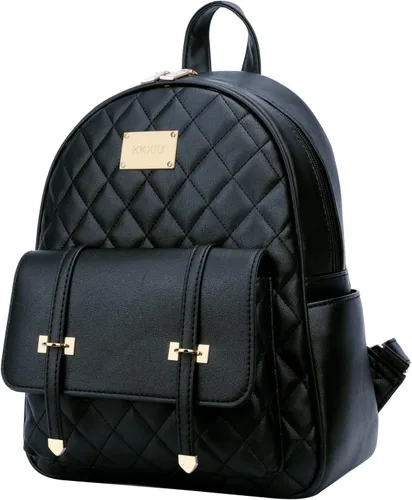 Miniatura 2 de KKXIU Mochila pequeña para mujer, de piel sintética, acolchada, mini mochila de moda para niñas, negro M, Mochilas Daypack