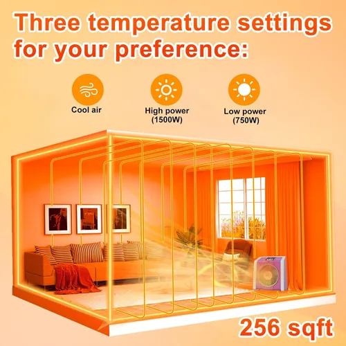 Miniatura 3 de HEATIT Calentador de espacio para interiores, pantalla digital con termostato, temporizador de 1-12 horas, modo de ventilador, 1500 W/750 W, Rosa