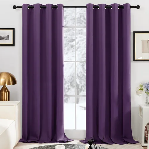 Miniatura 17 de Deconovo Cortinas opacas 100% con forro negro, cortinas con ojales aisladas térmicamente que reducen el ruido, doble capa para oscurecer