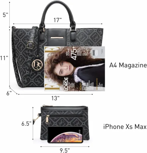 Miniatura 6 de DASEIN - Bolsa de mano para mujer, bolsa tipo bandolera, asa superior, bolsa plana para trabajar