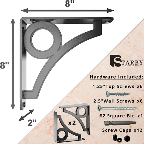 Miniatura 96 de Starby Charleston Soportes de acero resistente para repisa de chimenea, estante flotante, soporte de encimera, soldado a mano (paquete de 2)