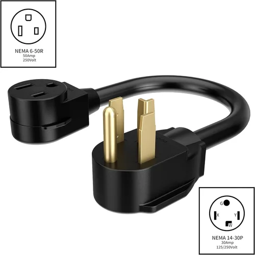Miniatura 2 de ACKING Adaptador de soldador de 1.5 pies, cable generador de 4 clavijas, NEMA 14-30P a 3 clavijas, 6-50R, 240V, secador de soldador, adaptador