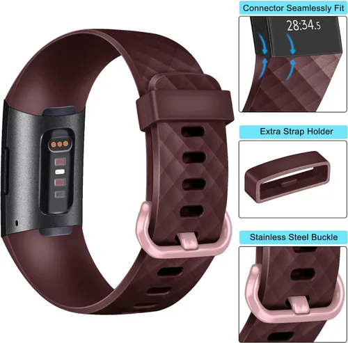 Miniatura 4 de Paquete de 3 correas deportivas compatibles con Fitbit Charge 4, correas de repuesto ajustables de silicona suave para Fitbit Charge 4/Fitbit Charge
