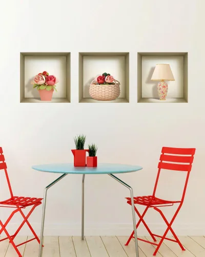 Miniatura 19 de Arte de pared 3D, juego de calcomanías de nicho, decoración de pared 3D, calcomanías de pared para sala de estar, calcomanías de pared
