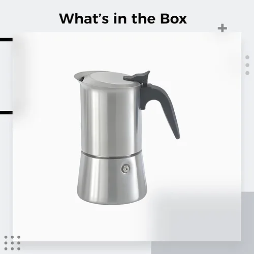 Miniatura 3 de Olla grande Moka de 10.14 oz / 10.1 fl oz, máquina de cocina de acero inoxidable 304, cafetera italiana con capacidad de 4-6 tazas, válvula doble