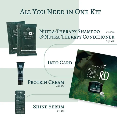 Miniatura 6 de SH-RD Kit esencial para el cabello para viajes y prueba Champú Nutra-Therapy, acondicionador, suero brillante, crema proteica Rutina diaria